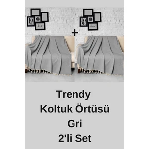 Denizli Concept Trendy Koltuk Örtüsü Gri 2'li Set
