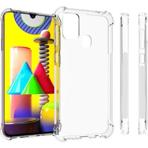 Techno Guru Samsung Galaxy M31 Köşe Korumalı Şeffaf Jelly Premium Silikon Kılıf