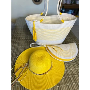 Double Knot Design Vero 3lü Takım Plaj Çantası , El Çantası Clutch, Şapka, Totebag,Çanta, Yazlık, Hediyelik,