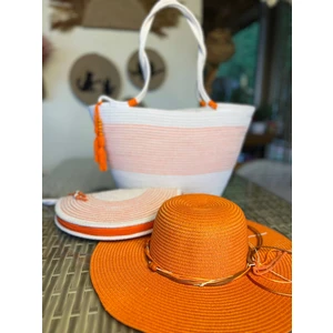 Double Knot Design Vero 3lü Takım Plaj Çantası , El Çantası Clutch, Şapka, Totebag,Çanta, Yazlık, Hediyelik,