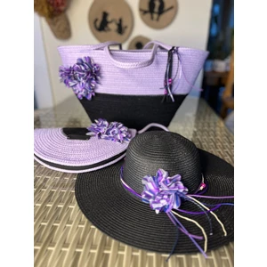 Double Knot Design Vero 3lü Takım Plaj Çantası , El Çantası Clutch, Şapka, Totebag,Çanta, Yazlık, Hediyelik,