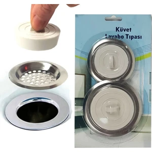 Lavabo Gider Süzgeç Küvet Duşakabin Eviye Tıpası Süzgeçli 2 Adetli Set Lavabo Tıkacı Gider  Tıpası
