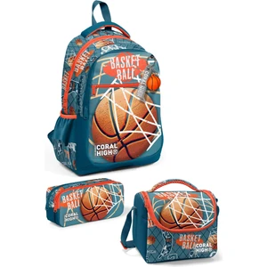 Coral High Kids Nefti Turuncu Basketbol Desenli 3’lü Okul Çanta Seti SET0123651