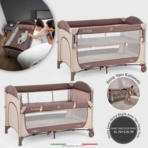 Donna Anne Yanı Park Yatak Oyun Parkı Xl 70X120 cm Kahverengi