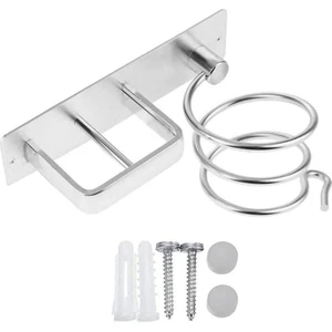 Jinlin Shop B Gümüş Tarzı Duvara Monteli Saç Kurutma Makinesi Tutucu Banyo Rafı Depolama Aksesuarları Saç Düzleştirici Tutucu Depolama Rafı Organizer Rack (Yurt Dışından)