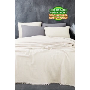 Evlen Home Collection Müslin  Pamuk Tek Kişilik Yatak Örtüsü ( Pike ) Takımı 4 Katlı Yumuşak Battaniye 2 Parça