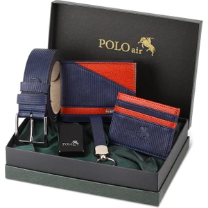 Polo Air Su Yolu Desen Cüzdan Kartlık Kemer Çakmak Anahtarlık Kombin Set Chm-15