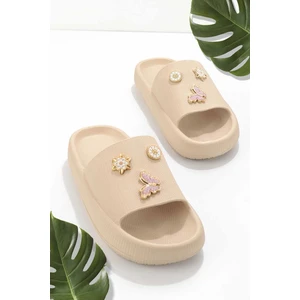 Modafrato Kelebek Taşlı Unisex Terlik Plaj Deniz Havuz Terliği