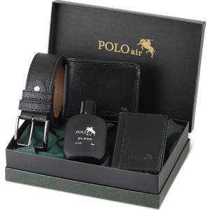 Polo Air Kutulu Klasik Erkek Cüzdan Kemer Kartlık Parfüm Seti Pm-12