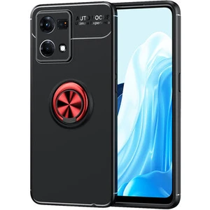 Techno Guru Oppo Reno 7 4g Ultra Koruma Sağlayan Stant Özellikli Yüzüklü Ravel Silikon Kılıf
