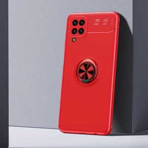 Techno Guru Samsung Galaxy M12 Ultra Koruma Sağlayan Stant Özellikli Yüzüklü Ravel Silikon Kılıf