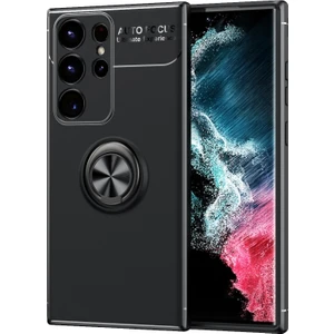 Techno Guru Samsung Galaxy S23 Ultra Ultra Koruma Sağlayan Stant Özellikli Yüzüklü Ravel Silikon Kılıf