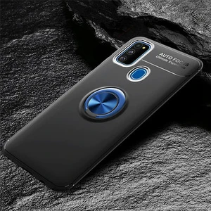 Techno Guru Samsung Galaxy M21 Ultra Koruma Sağlayan Stant Özellikli Yüzüklü Ravel Silikon Kılıf