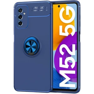 Techno Guru Samsung Galaxy M52 Ultra Koruma Sağlayan Stant Özellikli Yüzüklü Ravel Silikon Kılıf