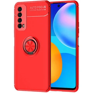 Techno Guru Huawei P Smart 2021 Ultra Koruma Sağlayan Stant Özellikli Yüzüklü Ravel Silikon Kılıf
