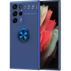 Techno Guru Samsung Galaxy S22 Ultra Ultra Koruma Sağlayan Stant Özellikli Yüzüklü Ravel Silikon Kılıf
