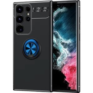 Techno Guru Samsung Galaxy S23 Ultra Ultra Koruma Sağlayan Stant Özellikli Yüzüklü Ravel Silikon Kılıf