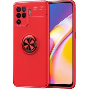 Techno Guru Oppo Reno 5 Lite Ultra Koruma Sağlayan Stant Özellikli Yüzüklü Ravel Silikon Kılıf