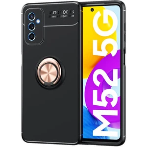 Techno Guru Samsung Galaxy M52 Ultra Koruma Sağlayan Stant Özellikli Yüzüklü Ravel Silikon Kılıf