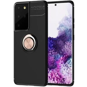 Techno Guru Samsung Galaxy S21 Ultra Ultra Koruma Sağlayan Stant Özellikli Yüzüklü Ravel Silikon Kılıf