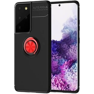 Techno Guru Samsung Galaxy S21 Ultra Ultra Koruma Sağlayan Stant Özellikli Yüzüklü Ravel Silikon Kılıf