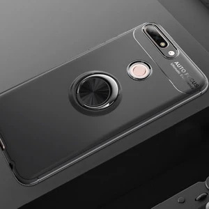 Techno Guru Huawei Y7 2018 Ultra Koruma Sağlayan Stant Özellikli Yüzüklü Ravel Silikon Kılıf