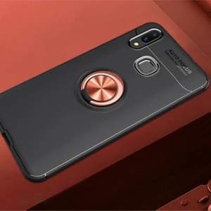 Techno Guru Huawei Y7 Prime 2019 Ultra Koruma Sağlayan Stant Özellikli Yüzüklü Ravel Silikon Kılıf