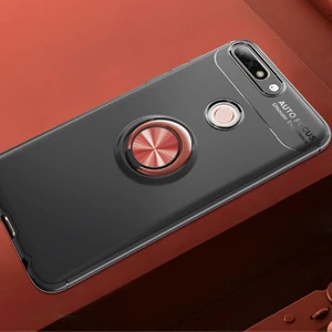 Techno Guru Huawei Y7 2018 Ultra Koruma Sağlayan Stant Özellikli Yüzüklü Ravel Silikon Kılıf