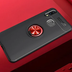 Techno Guru Huawei Y7 Prime 2019 Ultra Koruma Sağlayan Stant Özellikli Yüzüklü Ravel Silikon Kılıf