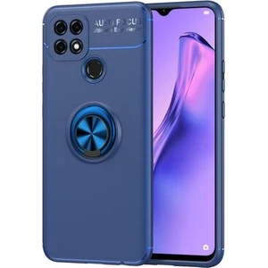 Techno Guru Oppo A15 Ultra Koruma Sağlayan Stant Özellikli Yüzüklü Ravel Silikon Kılıf