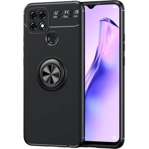 Techno Guru Oppo A15S Ultra Koruma Sağlayan Stant Özellikli Yüzüklü Ravel Silikon Kılıf