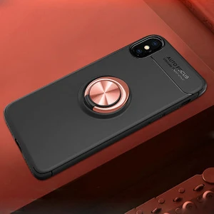 Techno Guru iPhone Xs Ultra Koruma Sağlayan Stant Özellikli Yüzüklü Ravel Silikon Kılıf