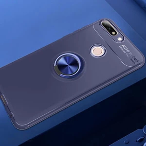 Techno Guru Huawei Y7 2018 Ultra Koruma Sağlayan Stant Özellikli Yüzüklü Ravel Silikon Kılıf