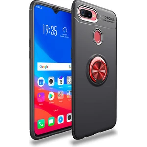 Techno Guru Oppo A12 Ultra Koruma Sağlayan Stant Özellikli Yüzüklü Ravel Silikon Kılıf