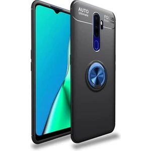 Techno Guru Oppo A5 2020 Ultra Koruma Sağlayan Stant Özellikli Yüzüklü Ravel Silikon Kılıf