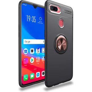 Techno Guru Oppo A12 Ultra Koruma Sağlayan Stant Özellikli Yüzüklü Ravel Silikon Kılıf
