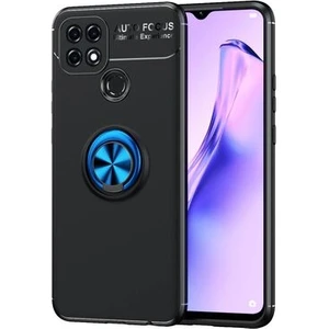 Oppo A15 Ultra Koruma Sağlayan Stand Özellikli RingGuard Yüzüklü Silikon Kılıf