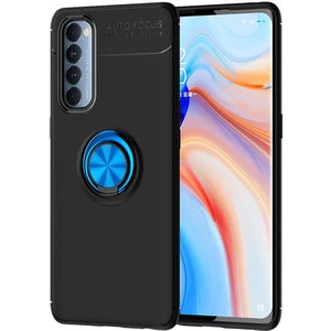 Techno Guru Oppo Reno 4 Pro 4g Ultra Koruma Sağlayan Stant Özellikli Yüzüklü Ravel Silikon Kılıf