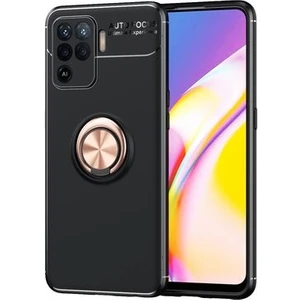 Techno Guru Oppo Reno 5 Lite Ultra Koruma Sağlayan Stant Özellikli Yüzüklü Ravel Silikon Kılıf