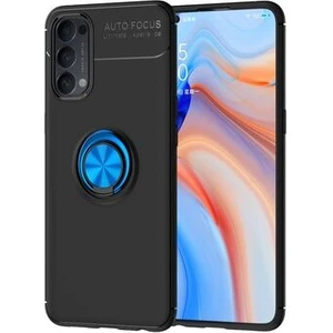 Techno Guru Oppo Reno 4 Ultra Koruma Sağlayan Stant Özellikli Yüzüklü Ravel Silikon Kılıf