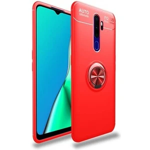 Techno Guru Oppo A5 2020 Ultra Koruma Sağlayan Stant Özellikli Yüzüklü Ravel Silikon Kılıf