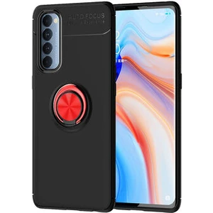 Techno Guru Oppo Reno 4 Pro 4g Ultra Koruma Sağlayan Stant Özellikli Yüzüklü Ravel Silikon Kılıf