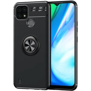 Techno Guru Realme C25 Ultra Koruma Sağlayan Stant Özellikli Yüzüklü Ravel Silikon Kılıf