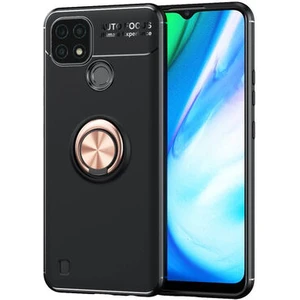 Techno Guru Realme C25 Ultra Koruma Sağlayan Stant Özellikli Yüzüklü Ravel Silikon Kılıf