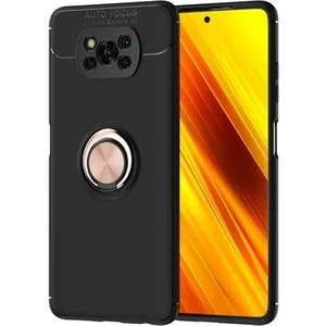 Techno Guru Poco X3 Ultra Koruma Sağlayan Stant Özellikli Yüzüklü Ravel Silikon Kılıf