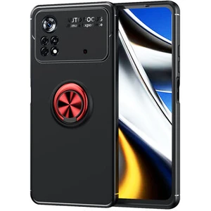 Techno Guru Poco X4 Pro 5g Ultra Koruma Sağlayan Stant Özellikli Yüzüklü Ravel Silikon Kılıf