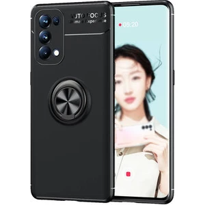 Techno Guru Oppo Reno 5 Pro 5g Ultra Koruma Sağlayan Stant Özellikli Yüzüklü Ravel Silikon Kılıf