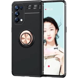 Techno Guru Oppo Reno 5 Pro 5g Ultra Koruma Sağlayan Stant Özellikli Yüzüklü Ravel Silikon Kılıf