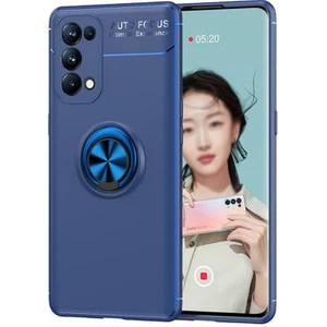 Techno Guru Oppo Reno 5 Pro 5g Ultra Koruma Sağlayan Stant Özellikli Yüzüklü Ravel Silikon Kılıf