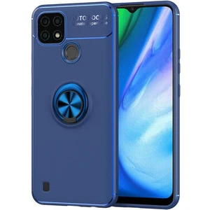 Techno Guru Realme C25 Ultra Koruma Sağlayan Stant Özellikli Yüzüklü Ravel Silikon Kılıf